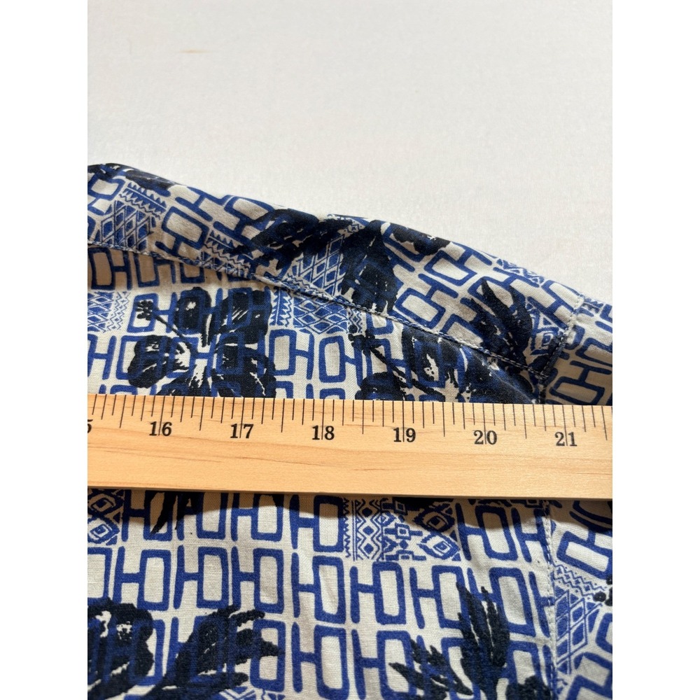 Pacific Scene Hawaiian Shirt Men Large Blue Floral Cotton Short Sleeve Button Up - Picture 6 of 8